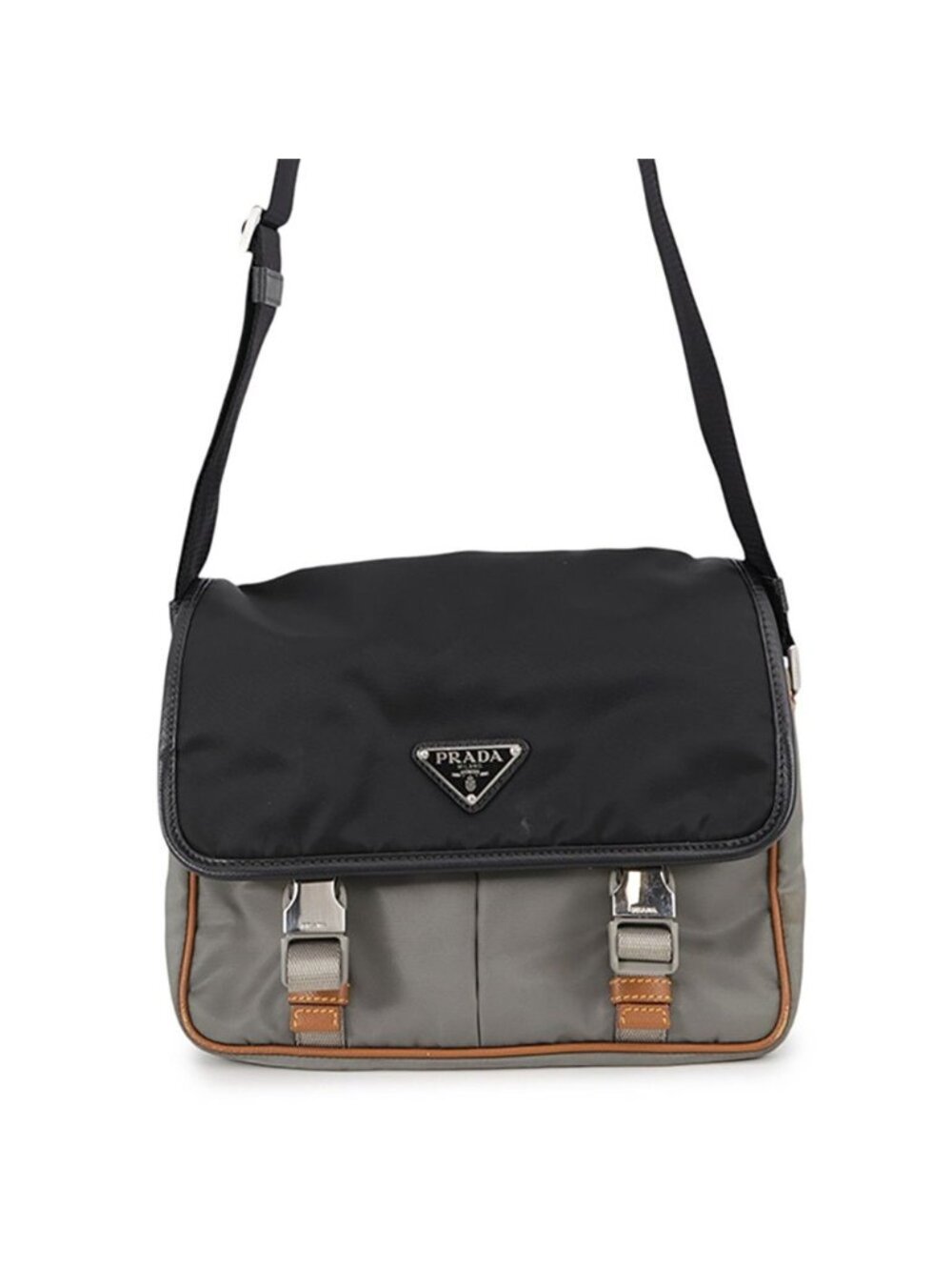 Prada Shoulder Bag Saffiano Leather Nylon Black